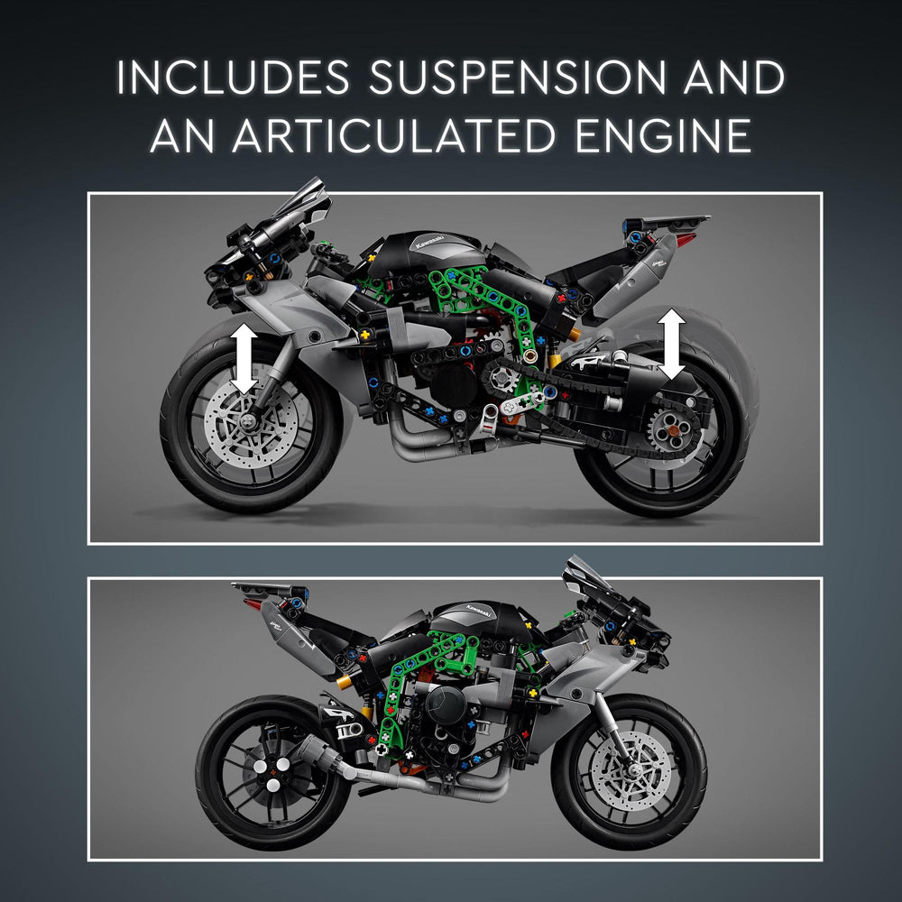 LEGO Technic Kawasaki Ninja H2R 2-speed gearbox detail