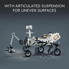 LEGO Technic Mars Rover 360-steering detail emphasizing mobility on rough terrain.