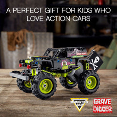 LEGO Technic Grave Digger rear tire detail for rugged off-road realism.