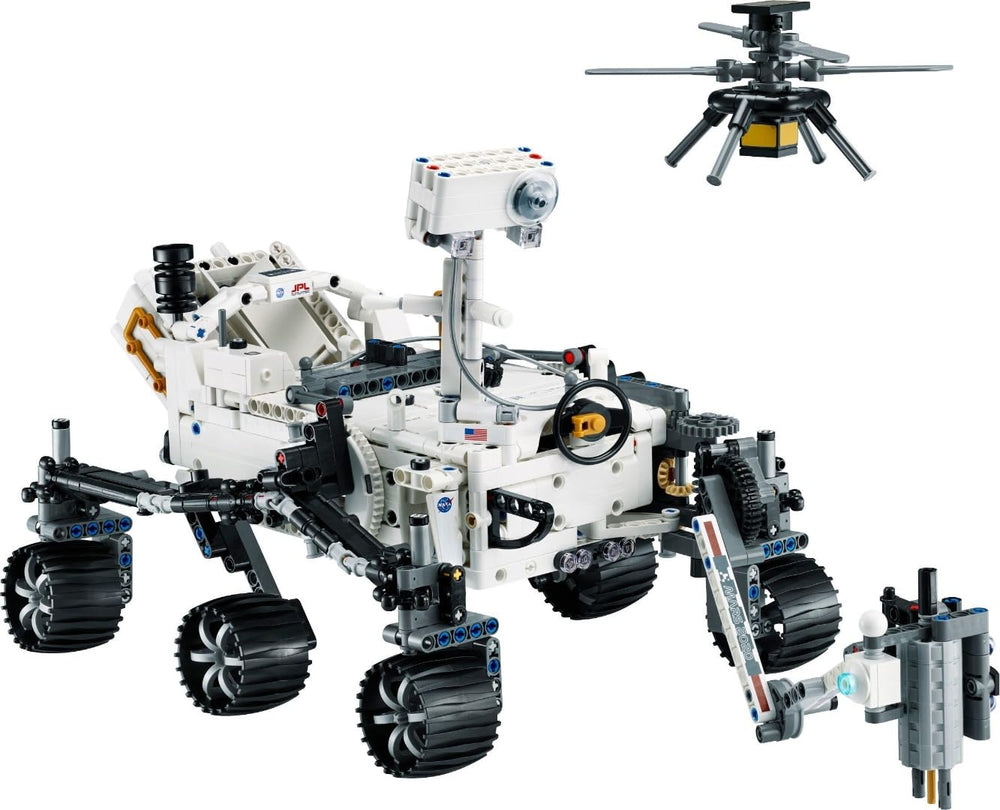 LEGO Technic NASA Mars Rover Perseverance arm in action demonstrating movable mechanisms