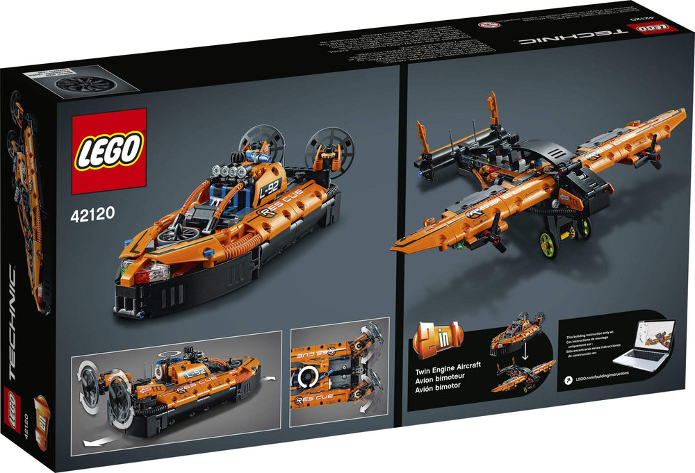 LEGO Technic Rescue Hovercraft 2-in-1 rebuild to Twin-Engine Aircraft with moving rudders