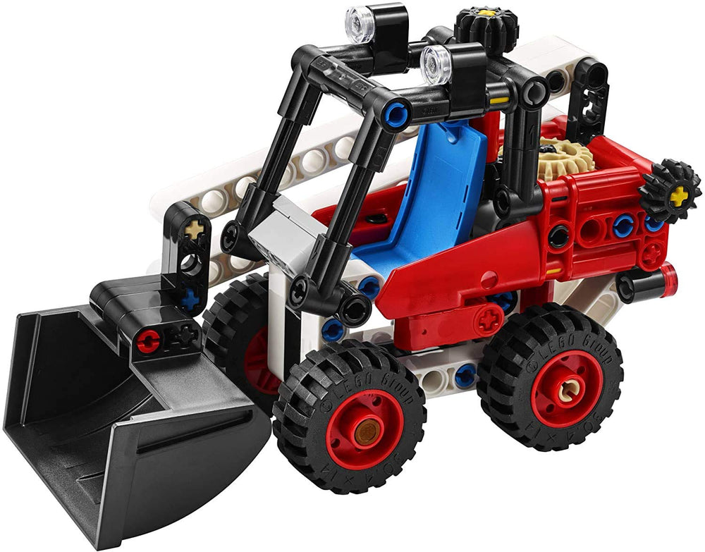 LEGO Technic Skid Steer Loader bucket in action showing lift and tilt