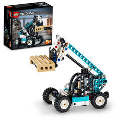 LEGO Technic Telehandler 42133 front view with steering and lifting action for realistic play.