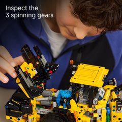 LEGO Technic Volvo L120 engine compartment reveals spinning gears for educational play
