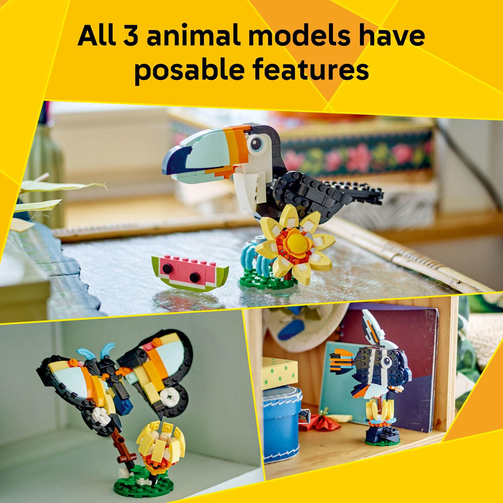 LEGO tropical fish with rotatable fins and 360-degree stand