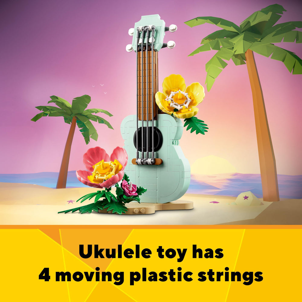 LEGO Tropical Ukulele ocean and beach stand setting invites seaside stories and role play.