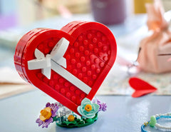 LEGO Valentine’s Day Box chocolate bricks in colors, creating playful texture for display.