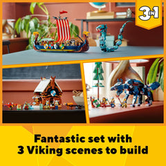 LEGO Viking house with dragon and cow for imaginative world-building.
