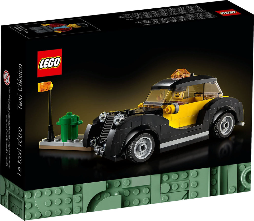 Lego Vintage Taxi 40532 detailed close-up highlights chrome accents and piece quality