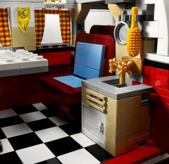 LEGO Volkswagen T1 Camper Van interior showing front bench seat and gear stick.