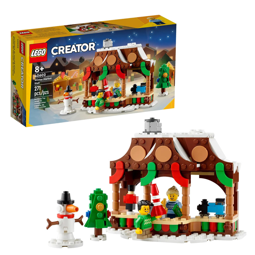 LEGO Winter Market Stall 40602 front view featuring cash register for imaginative play.