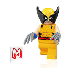 LEGO Wolverine minifigure with mask and claws for imaginative Marvel play.