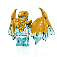 LEGO Zane golden-dragon and white-dragon display for dynamic scene-building.