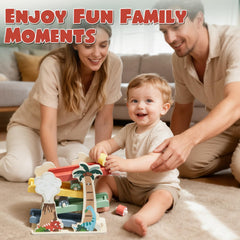 Lehoo Castle assembled display shows durable wooden construction and stable tracks.