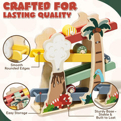 Lehoo Castle wood texture and non-toxic paint emphasize safe natural materials.