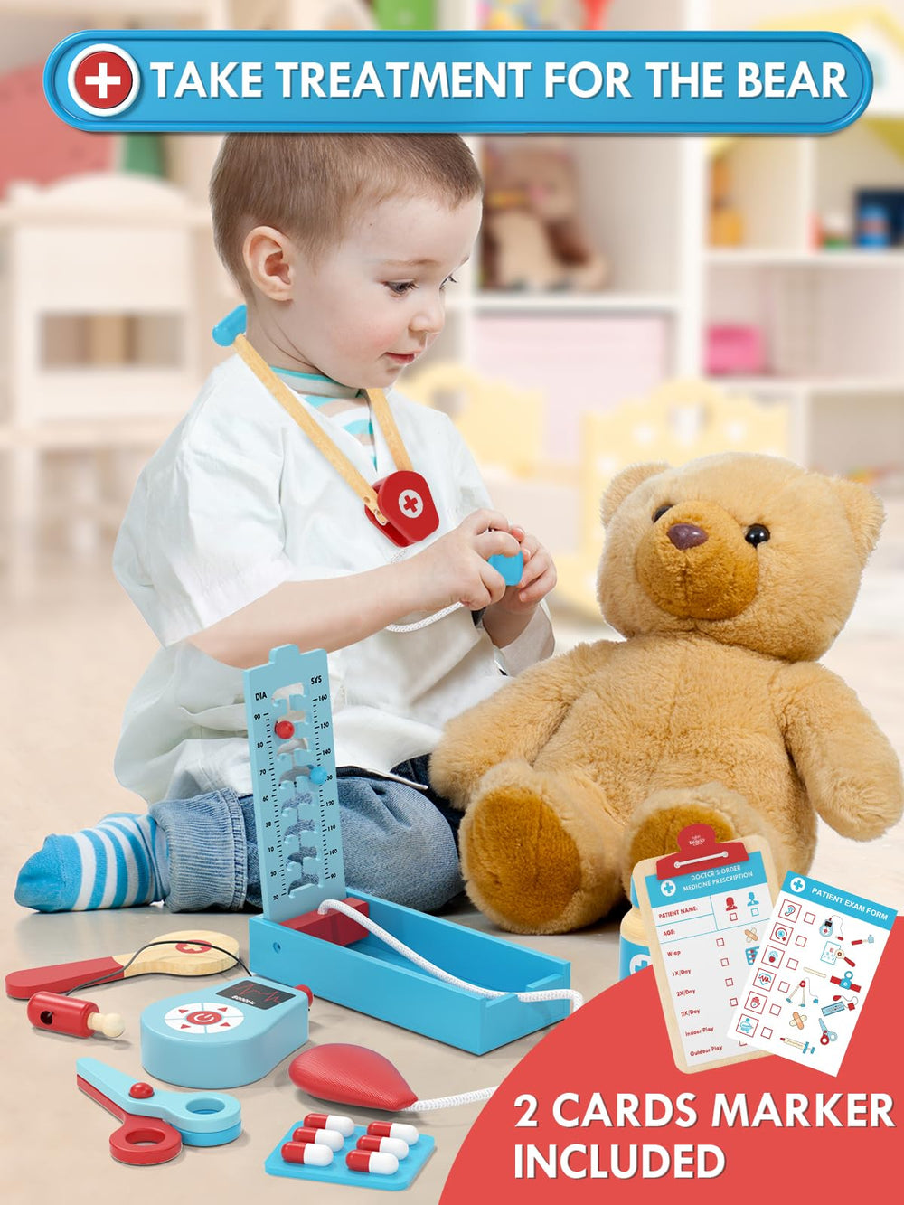 Lehoo Castle otoscope fosters curious ear exploration in doctor play.