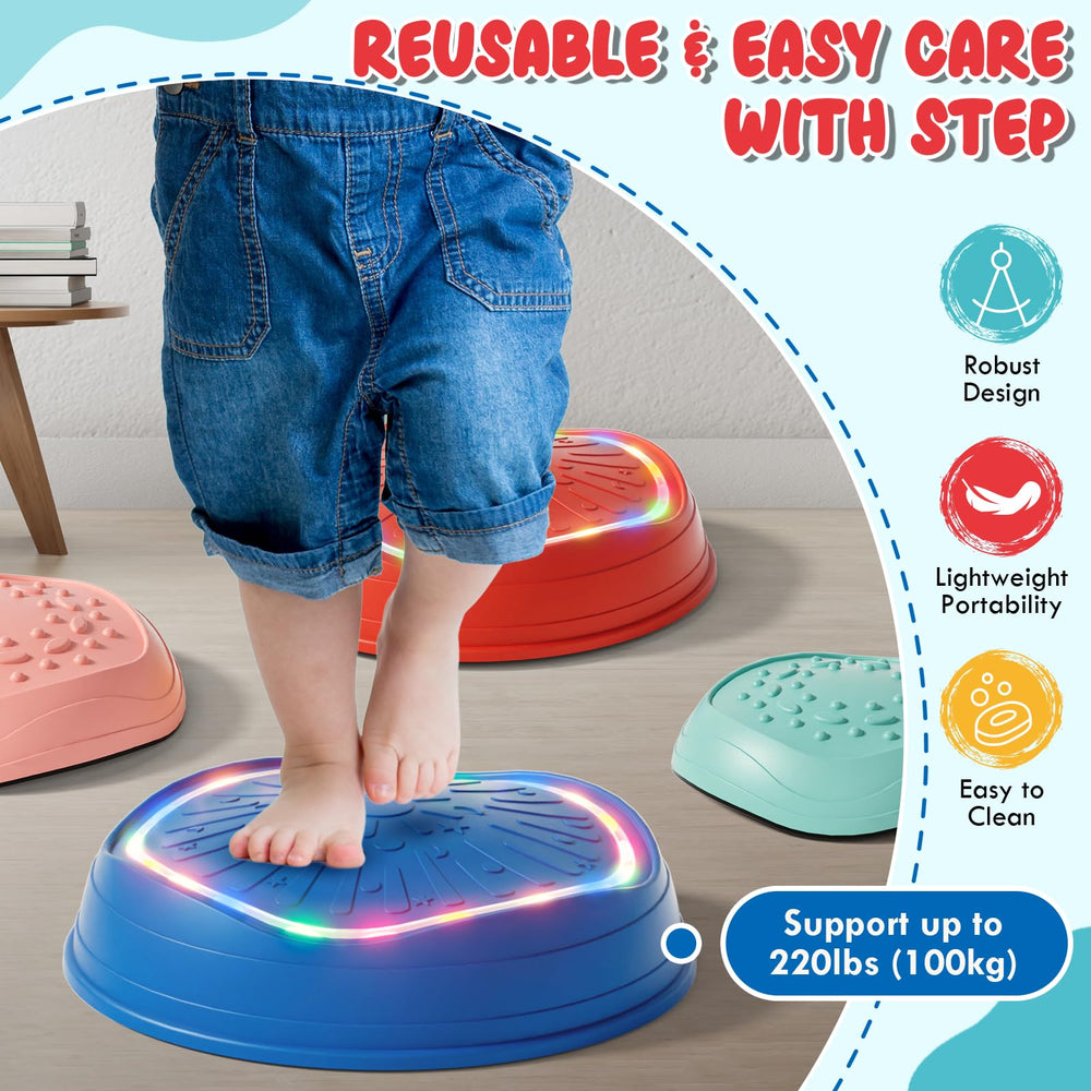 Lehoo Castle stepping stones have a non-slip surface for safer play