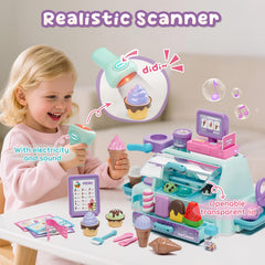 Lehoo Castle mini cash register supports pretend money handling during play.