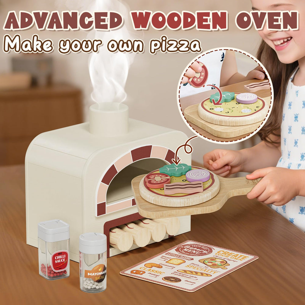 Lehoo Castle wooden oven compartments open design for hands-on pretend cooking