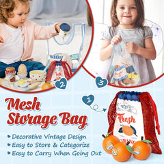 Lehoo Castle storage bag keeps play food organized for tidy rooms.