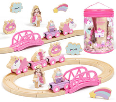 Lehoo Castle unicorn train pink: engaging imaginative play with magnetic pieces and fairy tale fun.