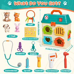 Lehoo Castle Vet Playset includes mini animal figures for pretend grooming