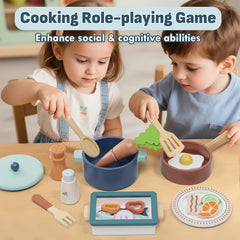 Lehoo Castle wooden baking tray and frying pan for realistic role-play kitchen fun