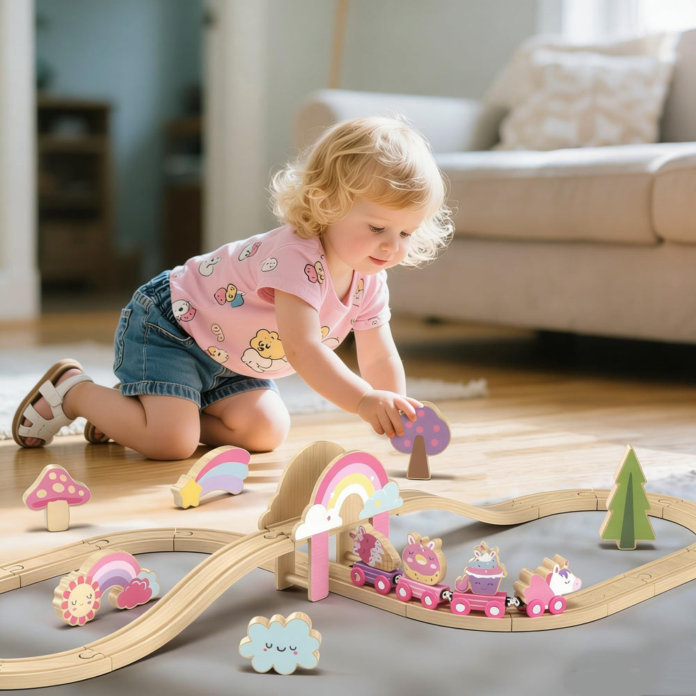 Lehoo Castle wooden railway compatibility supports bigger builds with major brands