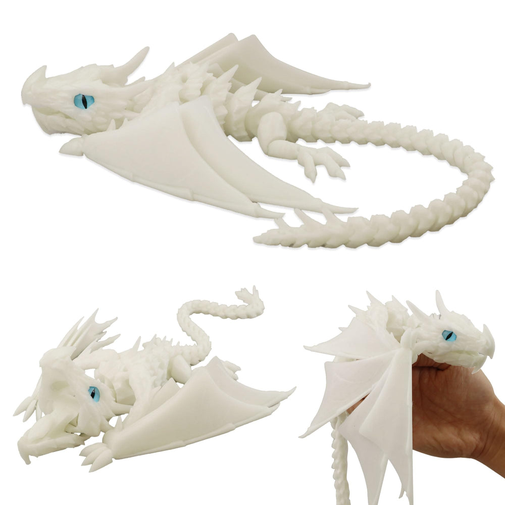 LehuoMaker dragon with luminous white wings, front view for sophisticated desk decor