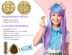 Leib Games 1.18-inch gold doubloons add real-world coin shine to play.