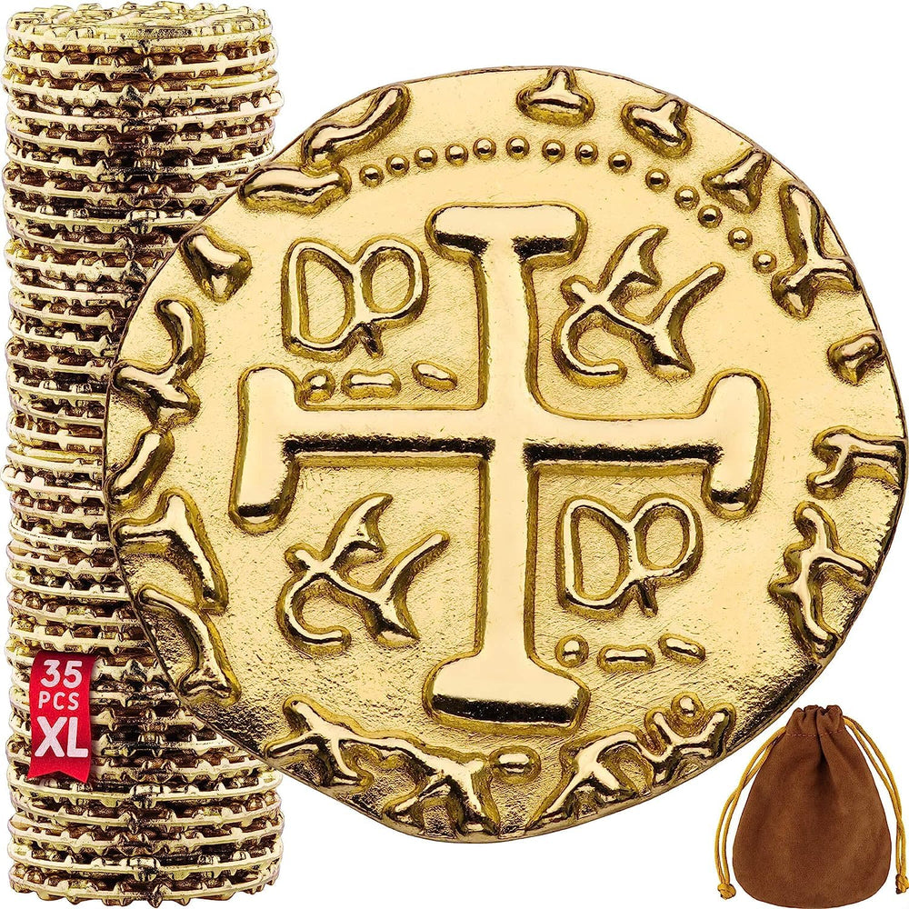 Leib Games large metal pirate coins for authentic pirate-themed decor and games.