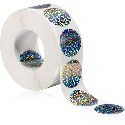 Leinuosen holographic circle scratch-off sticker 1inch for eye-catching craft reveals