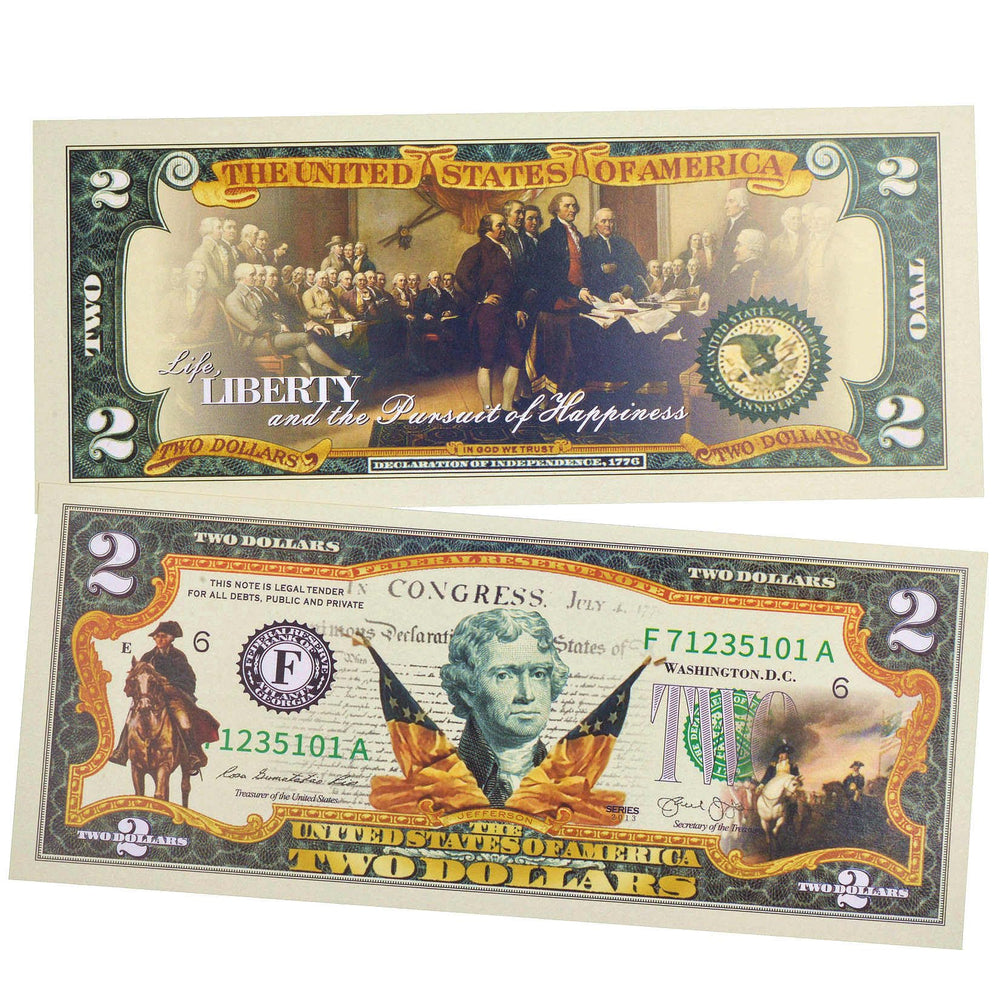 LEKA NEIL uncirculated 2-dollar bill detail, precise engraving for collection displays.