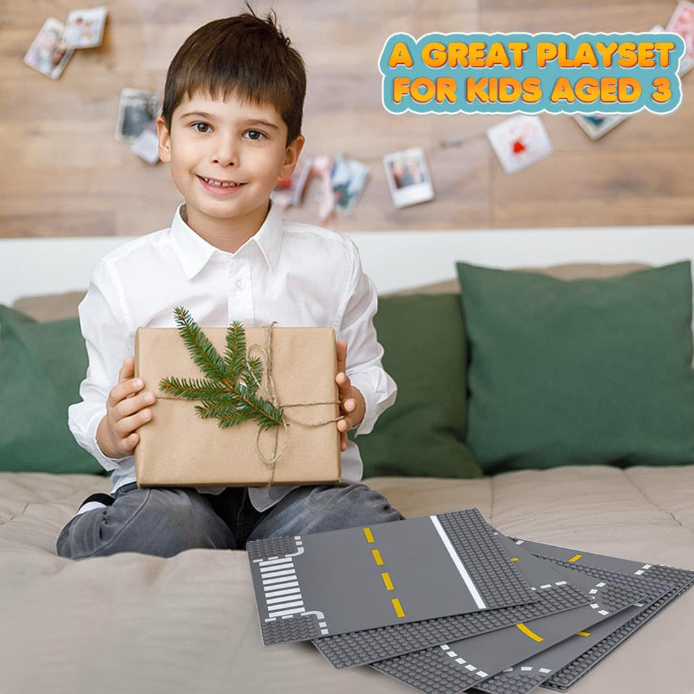 Lekebaby packaging image shows a complete 12-piece road base set.