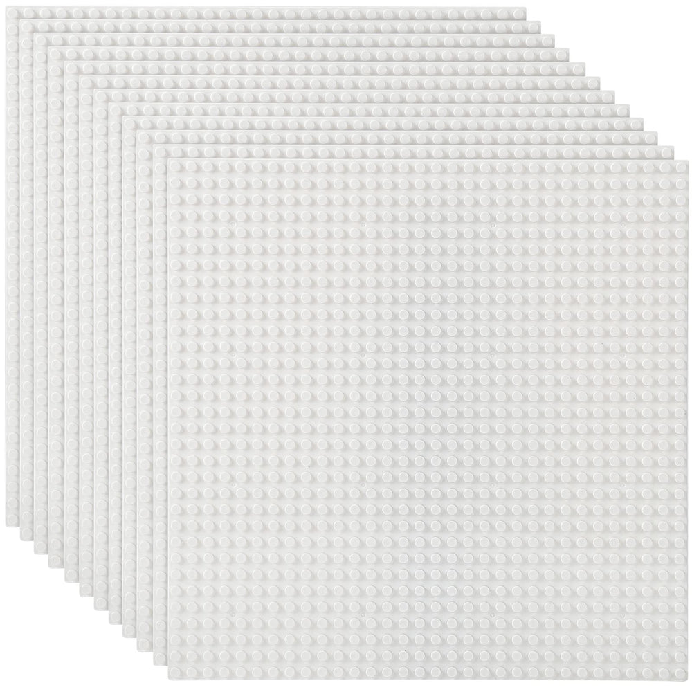 Lekebaby 10x10 white baseplate showing compatible surface for major brands