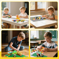 Durable Lekebaby baseplates made of safe plastic for long-lasting creative sessions.