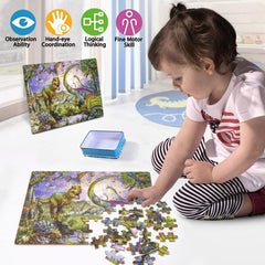 LELEMON dinosaur puzzle pieces close-up show durable, safe materials.