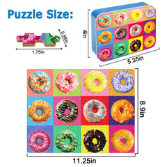 Close-up of donut puzzle pieces encouraging problem-solving and spatial awareness