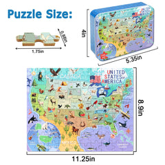 LELEMON educational 100-piece puzzle box with vibrant USA map