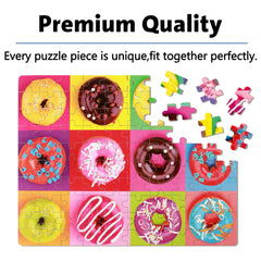 Finished LELEMON donut puzzle showing a vibrant donut scene