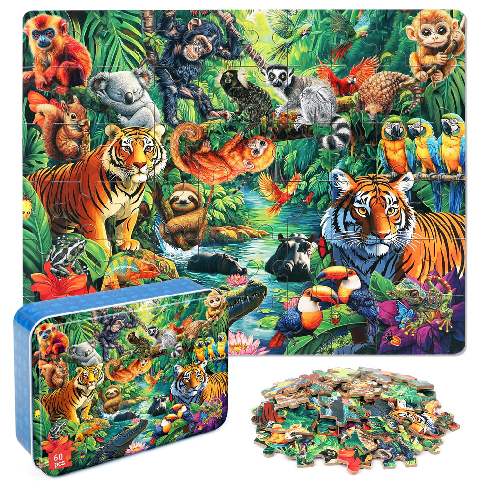 LELEMON Jungle puzzle box for kids boosts focus during family time