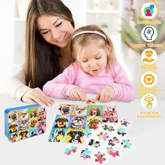 LELEMON puzzle with metal storage tin keeps pieces organized during travel.