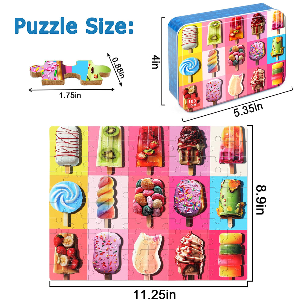 LELEMON metal tin stores puzzle pieces for travel and reuse