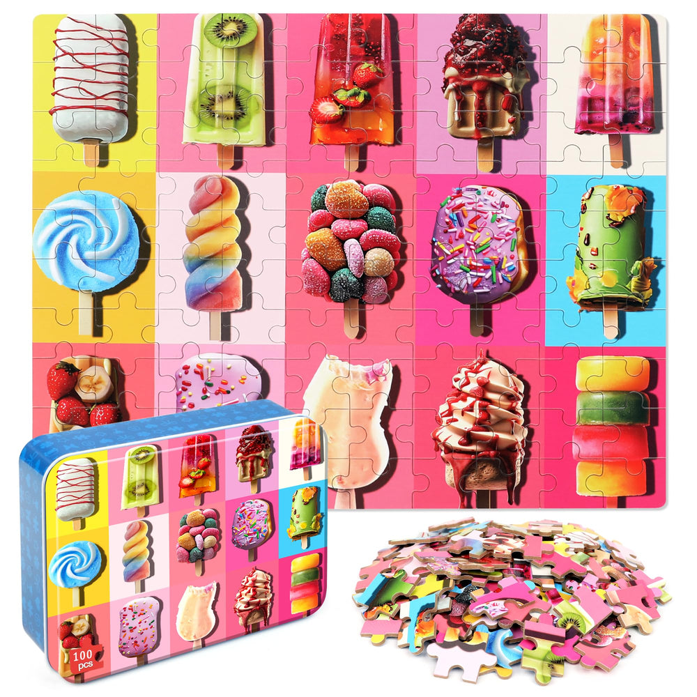 LELEMON popsicle 100-piece puzzle for kids 4-6 supports concentration