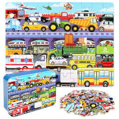 LELEMON Traffic Jam Puzzle Box with busy vehicles for imaginative play