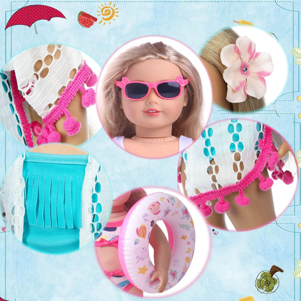 Lembani 18in doll headwear adds playful style to any seaside scene.