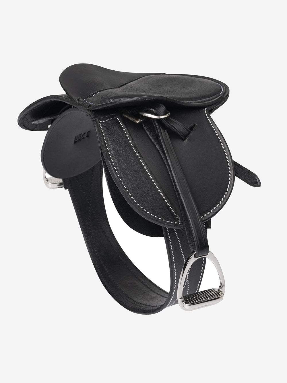 LeMieux Toy Pony Saddle with double flap design and three girth straps.