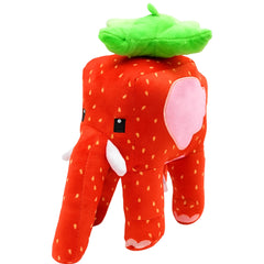 Lemoneon Strawberry Elephant Plush front view, soft cuddle fabric for cozy display