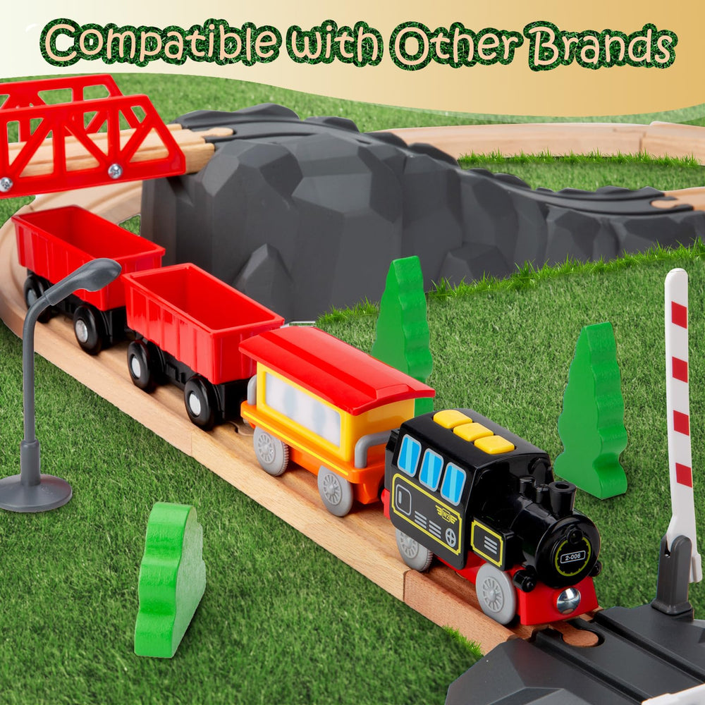 Lemonkids train runs on 2 AAA batteries for smooth ascents.