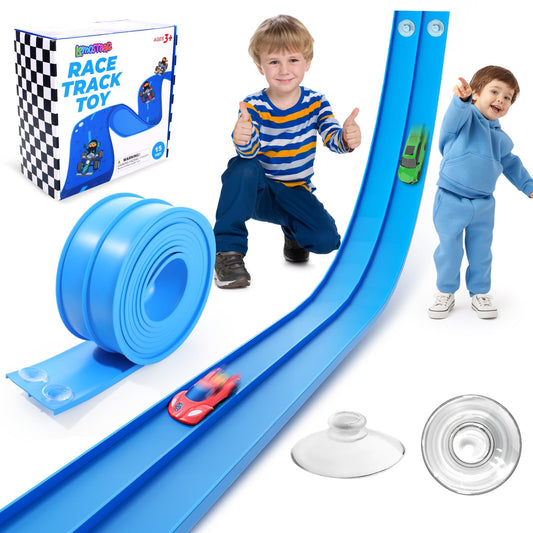 Lemostaar flexible race track 15ft setup sticks firmly on smooth surfaces for quick race play.